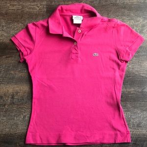 Pink Lacoste polo